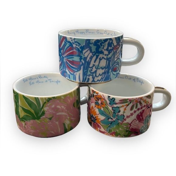Lilly Pulitzer Mugs With Holder - Picture 1 of 16